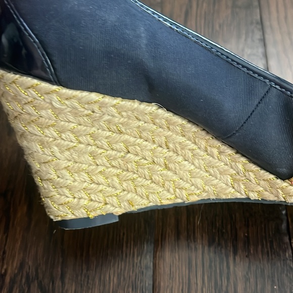 Poetic License London blue polka dot with yellow floral bow wedge shoes 8.5 - Picture 12 of 16